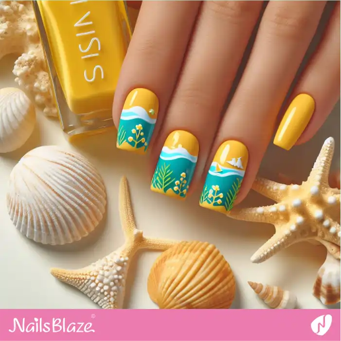 Coral Reef and Wave Pattern Nail Design | Save the Ocean Nails - NB2825